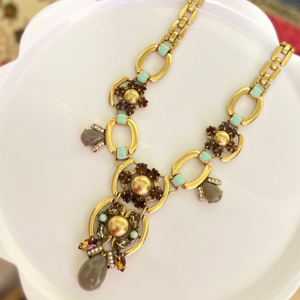 Stella & Dot | Mint/Cognac/Gray Gold Livvy NEW Statement Necklace - Picture 14 of 16